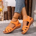 thumbnail image 4 of Rokment Womens Platform Wedges Dressy Sandals 2026 Summer Comfortable Leather Open Toe Orthopedic Arch Support Walking Sandals for Woman Beach B Size 6, 4 of 7