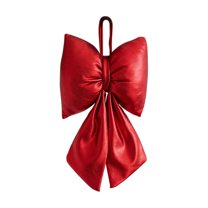 HCTSHG Glitter Christmas Bow, 4.72x7.87 Inch 3D Shiny Bows for Xmas Tree, Hanging Ornaments, Fabric Bow-Knot Pendant for Holiday Party and Wedding