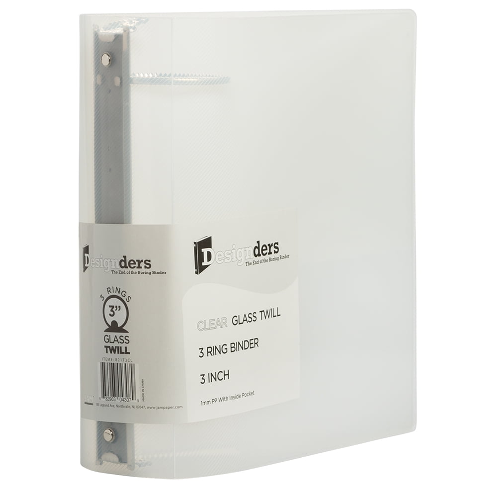 JAM Plastic 3 Ring Binder, 3 Inch, Clear, 1/Pack