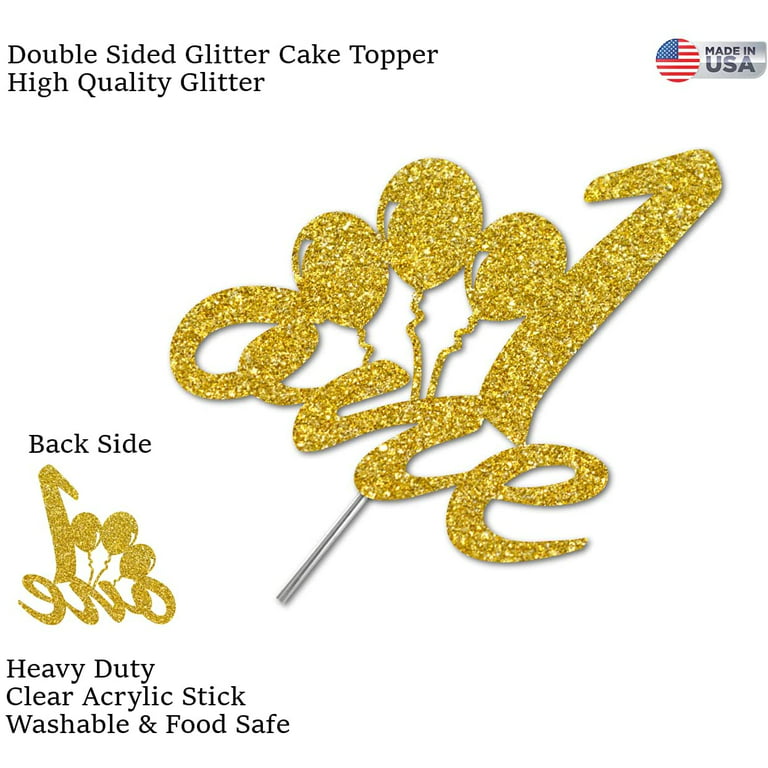 6-Pack Gold Birthday Cake Topper Set, Double-Sided Glitter, Acrylic Ha –  Honie Bee's