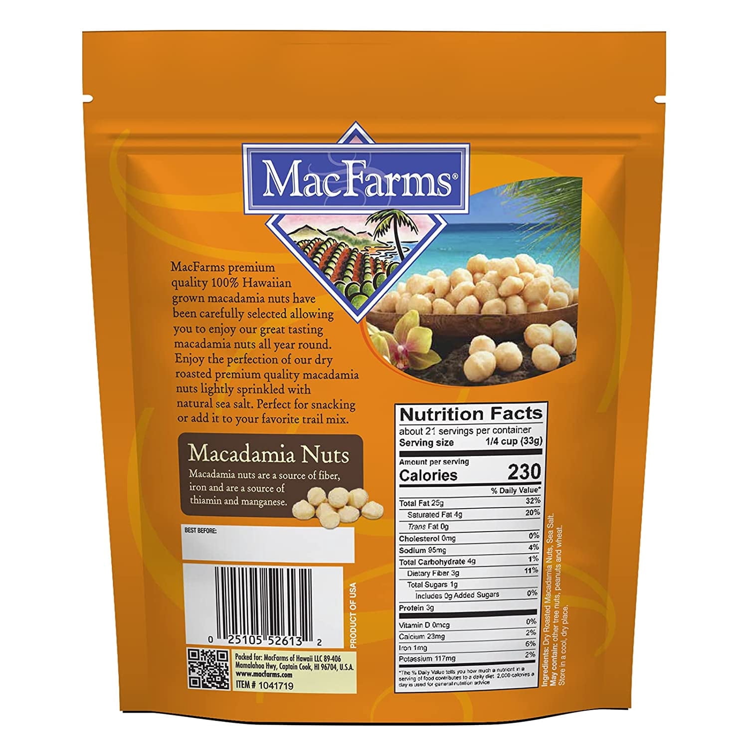 MacFarms of Hawaii Macadamia Nuts (Dry Roasted with Sea Salt, 2 Pack (24 oz Each)) NEW