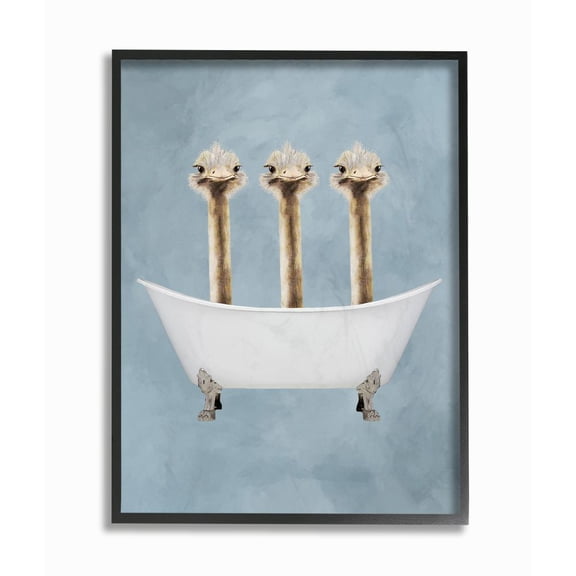 The Stupell Home Decor Collection Three Ostriches In A Bathtub Framed Giclee Texturized Art