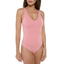 Dusty Pink Small Size Women's Sleeveless V-Neck Tank Top Bodysuit, Sexy Casual Cute Going Out Top Body Suit, Trendy Spring Summer 2024