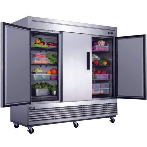 81 in. Commercial Upright Reach-In 3 Door Refrigerator in Stainless Steel 64.8 Cu. Ft. NSF ETL