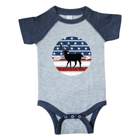 

Inktastic Deer Bow Hunting USA Flag Gift Baby Boy or Baby Girl Bodysuit