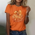 thumbnail image 3 of Ichuanyi Winter Pumpkin Women's Shirt Women Graphic Tees Funny Cute Short Sleeve Fall Shirt Thanksgiving Christmas Gift Tops, 3 of 7