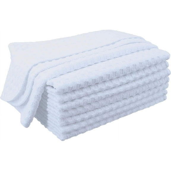 8 Pack 12x12 Inch White Microfiber Waffle Dish Cloths Kitchen Cleaning Absorbent Rags