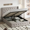 thumbnail image 3 of Einfach Queen Size Lift up Platform Storage Bed Frame with Fabric Upholstered Wingback Button Tufted Headboard, Beige, 3 of 12