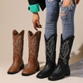 thumbnail image 6 of Ecetana Cowboy Boots for Women Wide Calf Square Toe Embroidered Western Cowgirl Boots, 6 of 7