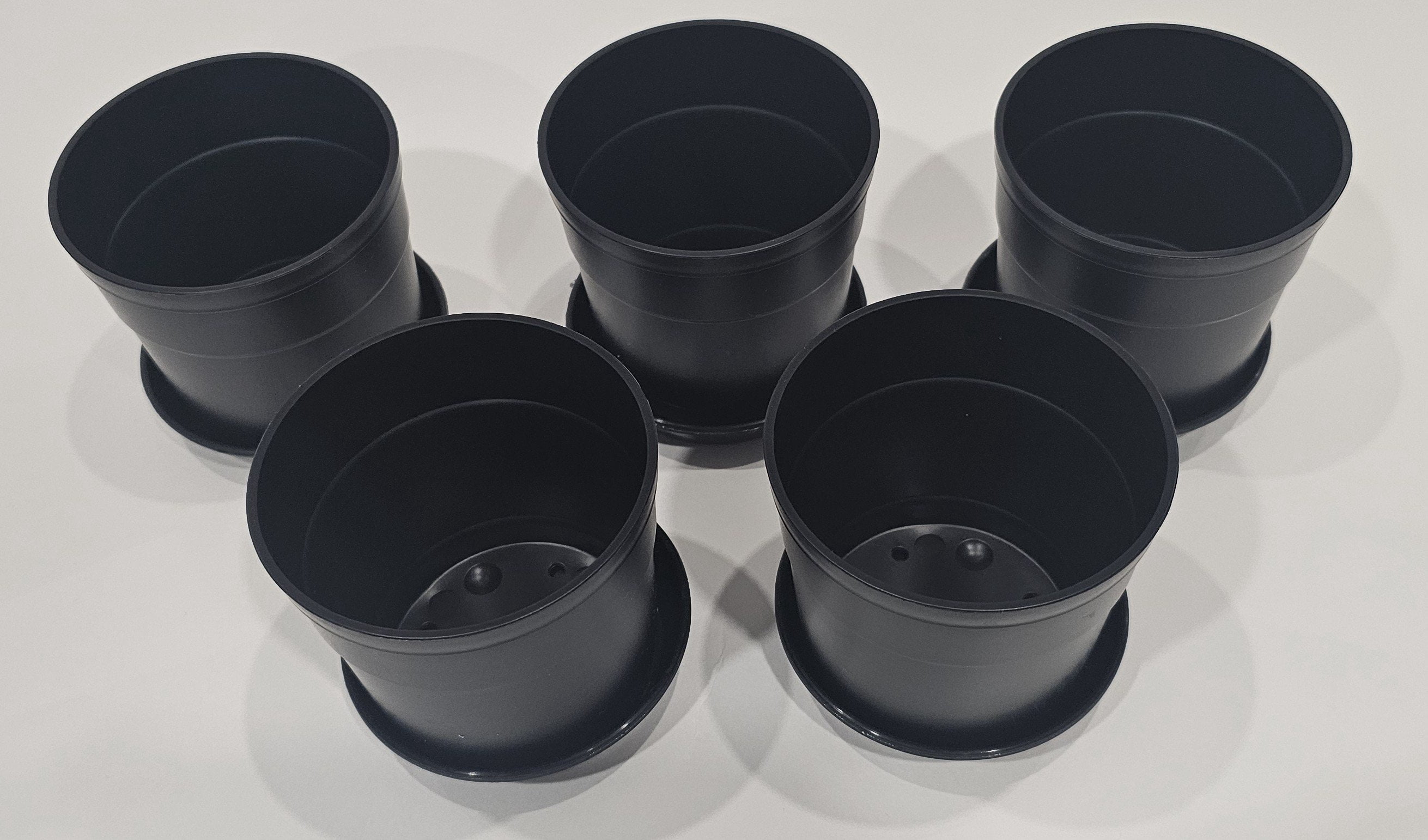 Austin Planter 4 inch Black Pots and Saucers 5 Pack