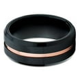 thumbnail image 2 of Tungsten Wedding Band Rose Gold Tungsten Tungsten Carbide Ring 8mm Tungsten Black Brush Comfort Fit, 2 of 3