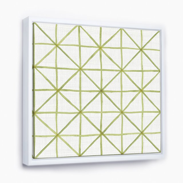 Triangle vert géométrique II - Toile encadrée transitionnelle moderne du milieu du siècle