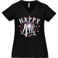 thumbnail image 3 of Inktastic Happy 4th- Fourth of July Firework Women's Plus Size V-Neck T-Shirt, 3 of 5