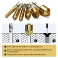 thumbnail image 4 of High-Quality Countersink Drill Bit Set for Precise Countersinking - 6 Pcs 1/4'Hex Shank HSS 5 Flute, 4 of 6