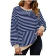 thumbnail image 1 of Yuyuzo Sweatshirt for Women Oversized Striped Crew Neck Long Sleeve Shirt Color Block Pullover Tops, 1 of 5