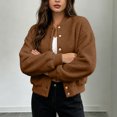 thumbnail image 4 of Levmjia Women's Fuzzy Sherpa Jacket Snap Button Up Bomber Coat Warm Outerwear with Pockets, 4 of 6