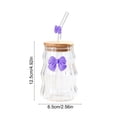 thumbnail image 3 of Vaso de agua de vidrio con tapa y pajita | Vaso para bebidas con decoración de mariposa | Vaso térmico para bebidas frías o calientes, 3 of 6