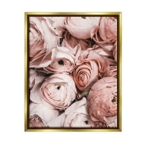 Stupell Industries Pink Muted Peonies Botanical & Floral Photography Gold Floater Framed Canvas Art Print Wall Art, 17 x 21