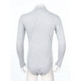 thumbnail image 5 of Lejafay Mens Mock Neck Long Sleeve Bodysuit Button Crotch Undershirt Leotard Jumpsuit Rompers Gray XL, 5 of 7
