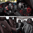 thumbnail image 4 of HUIACONG Car Seat Cover Set, with Auto Hand Rest Pad Car Center Console Armrest Cover Car Seat Covers, 14-Piece Skull and Rose Pattern Car Interior Accessory Kit, 4 of 7