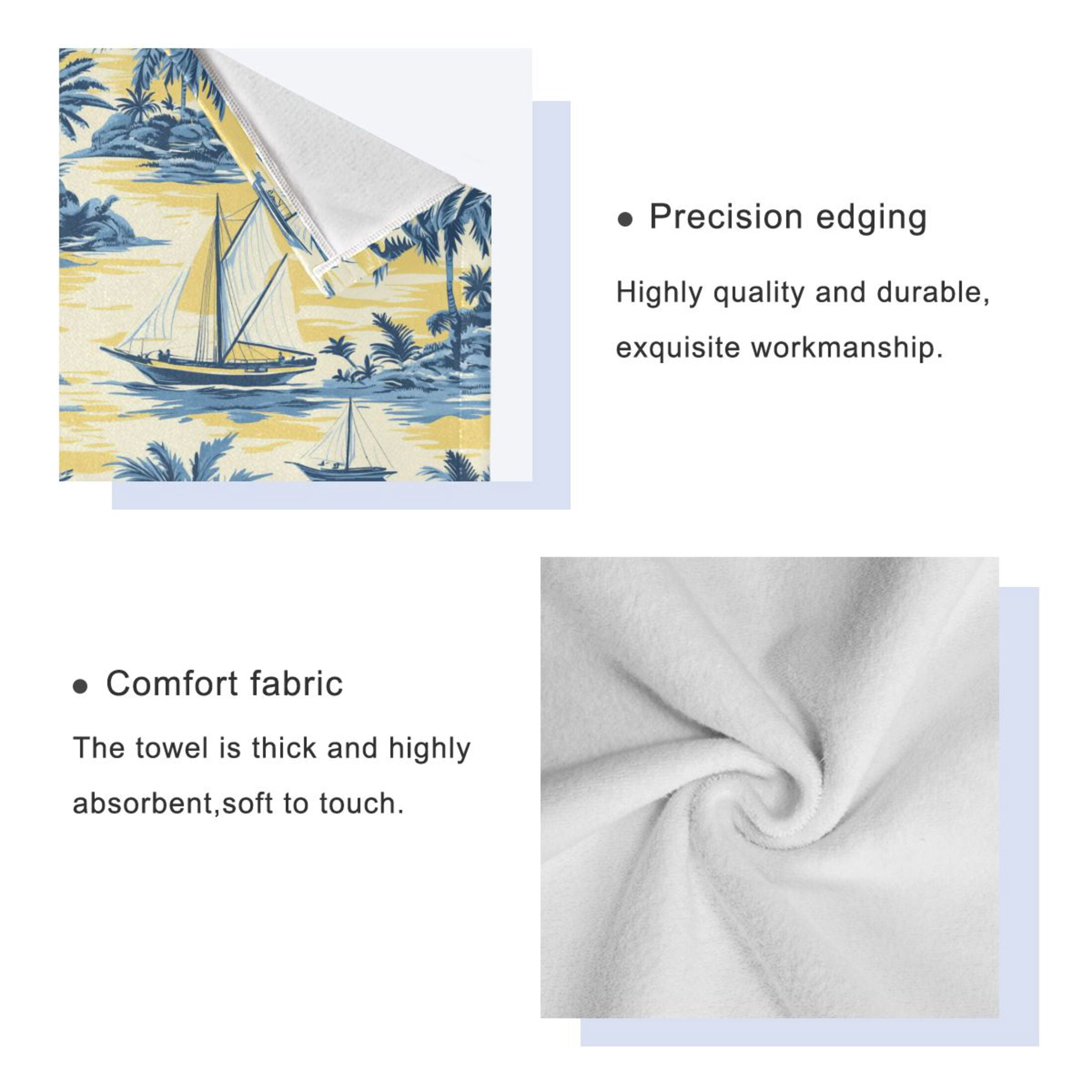 BZSMCE 3piece Bath Towel Sets Hand Bath Towels Fashion Nautical Bliss in Blue and Yellow Printed Towel Sets