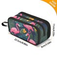 thumbnail image 4 of FORMRS Pencil Case with 3 Compartments Zipper Pouch, Elementary School Level and up, Yellow Floral Flamingo, 4 of 8
