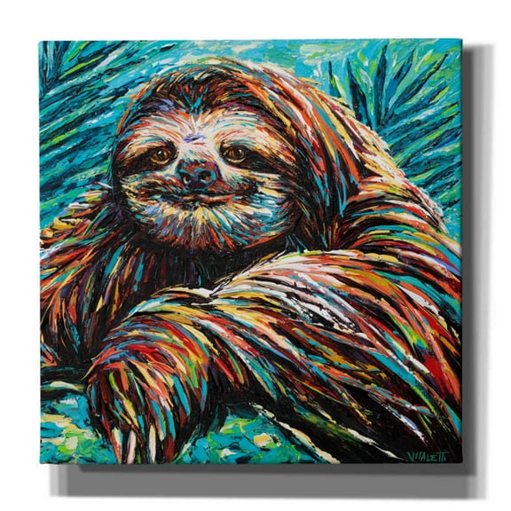 Epic Graffiti 'Painted Sloth I' by Carolee Vitaletti, Canvas Wall Art, 26"x26"