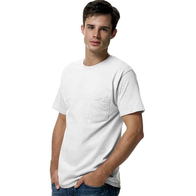 Hanes T-Shirt à Poche pour Hommes Sans Étiquette, s, Blanc