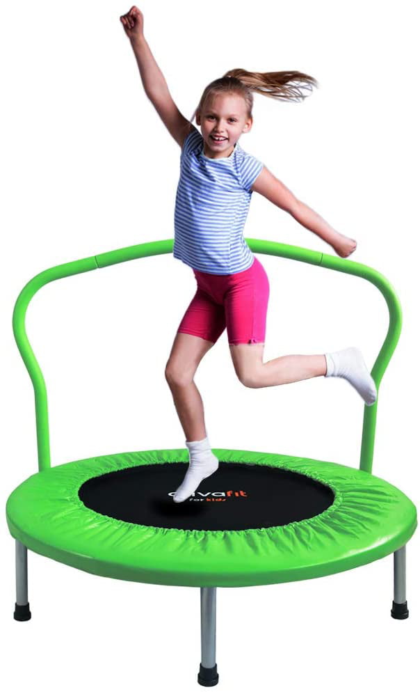 ATIVAFIT 36-Inch Folding Small Trampoline Mini Rebounder&nbsp;,Suitable for Indoor and Outdoor use, for Two Kids with safty Padded Cover