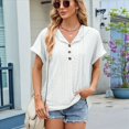 thumbnail image 4 of Blusa con Capucha y Botones de Color Liso para Mujer, Blusa Informal de Verano con Cordón Ajustable. S, 4 of 10