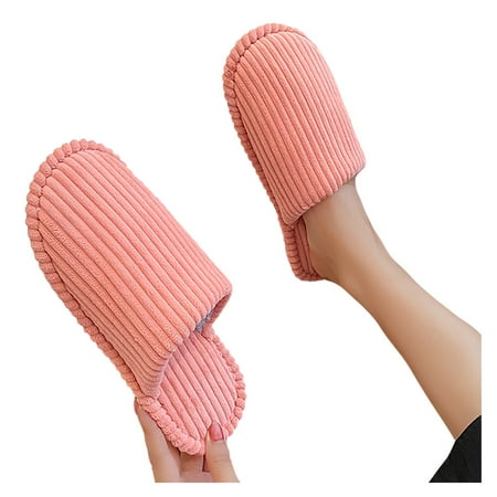

Women s Fashion Streak Round Toe Flats Short Flock Slippers Slip On Shoes