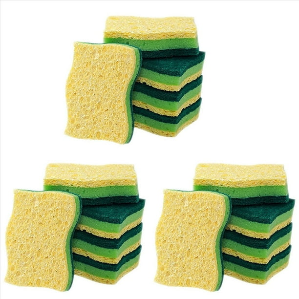 Esponjas de Cocina para el Hogar de Celulosa Que No Rayan, 15 Paquetes de Esponja de Platos, Esponja Fregadora de Platos Multiusos para el Hogar