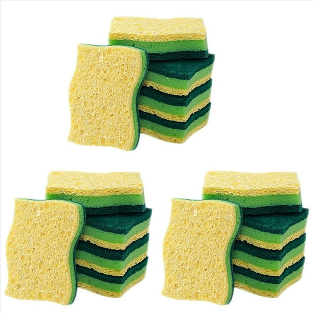 Esponjas de Cocina para el Hogar de Celulosa Que No Rayan, 15 Paquetes de Esponja de Platos, Esponja Fregadora de Platos Multiusos para el Hogar
