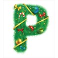 thumbnail image 3 of Christmas Alphabet Duvet Cover Set, The Letter P with Traditional Holiday Elements Illustration Pattern, Decorative 3 Piece Bedding Set with 2 Pillow Shams, Calking Size, White and Green, by Ambesonne, 3 of 3