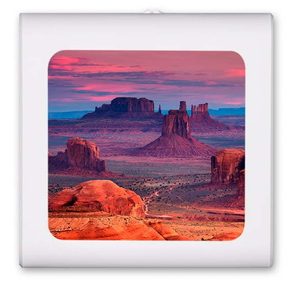 Plug in Dimmable LED Night Light with Dusk to Dawn Auto Sensor, Adjustable Brightness, Warm Light, Auto On/Off Nightlight for Bathroom, Hallway, Nursery, Bedrooms - Above the Desert at Dawn