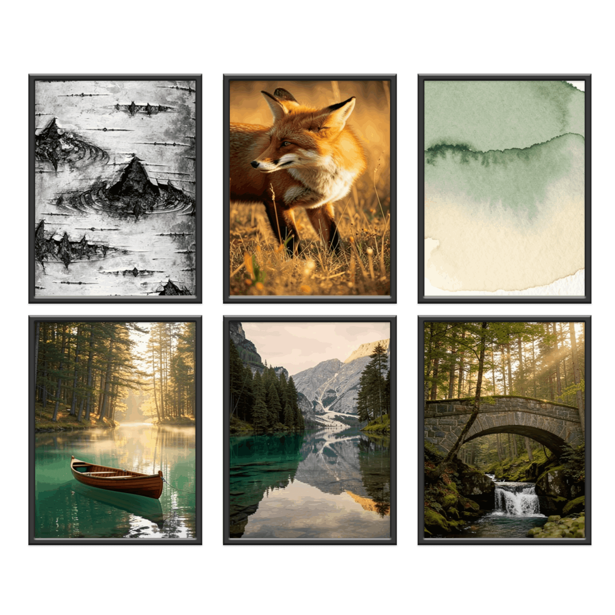 QTH Modern Minimalist Travel Landscape Art Boho Home Decor Gift - Set of 6 Pcs (8x10) Unframed