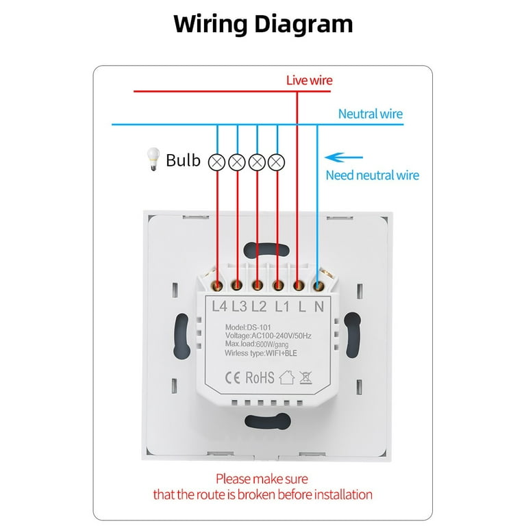 IFCOW Smart Triple Light Switches, 2.4GHz Wi-Fi 3 Gang Single Pole Switch,  Netural Wire Required, Inteligente Switch Combo Work with Alexa Google  Assistant, Remote Control 