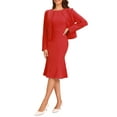 thumbnail image 2 of Conjunto de vestido de dos piezas Inspire Chic para mujer, vestido sin mangas y blazer corto, L rojo, 2 of 6