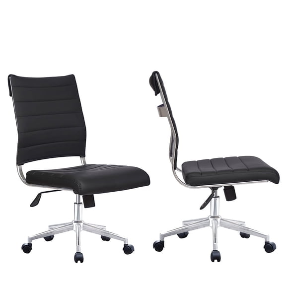 2xhome Set of 2 PU Leather Mid Back Task Chair with Adjustable Height Lumbar Support, Multiple Colors