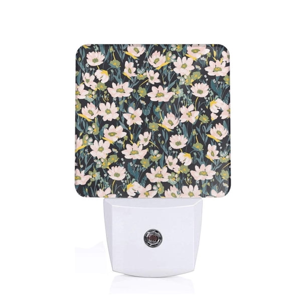 Balery Flowers Luz Nocturna LED con Sensor Automático, Enchufe con Sensor Crepuscular, Luz Suave de 0.5W para Dormitorio, Pasillo, Baño-EU
