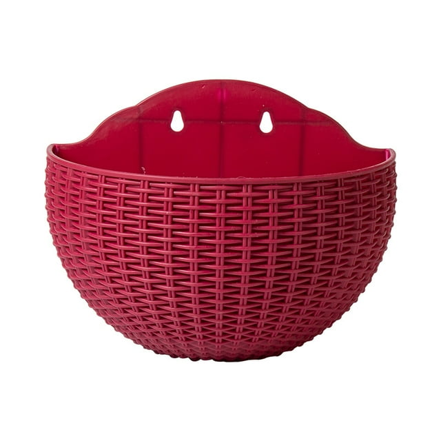 Faithtur Flower Basket, Solid Color Wall-Mounted Half Round Flowerpot Vase