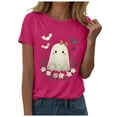 thumbnail image 5 of enyan Cute Ghost Fall Pumpkin T-Shirt Lover Graphic Tees Casual Short Sleeve Tops Ghost Face Shirt Hot Pink,XXL, 5 of 6