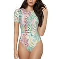 thumbnail image 2 of Picia Watercolor Tiger Womens One Piece Swimsuits Modest Tummy Control Bathing Suits Lace Up Slimming Swim Suit-Medium, 2 of 9