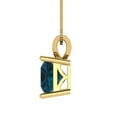 thumbnail image 3 of Clara Pucci 18K Yellow Solid Hypoallergenic Gold 2Ct Natural London Blue Topaz Princess Cut Solitaire Designer Necklace Pendant For December, 3 of 6