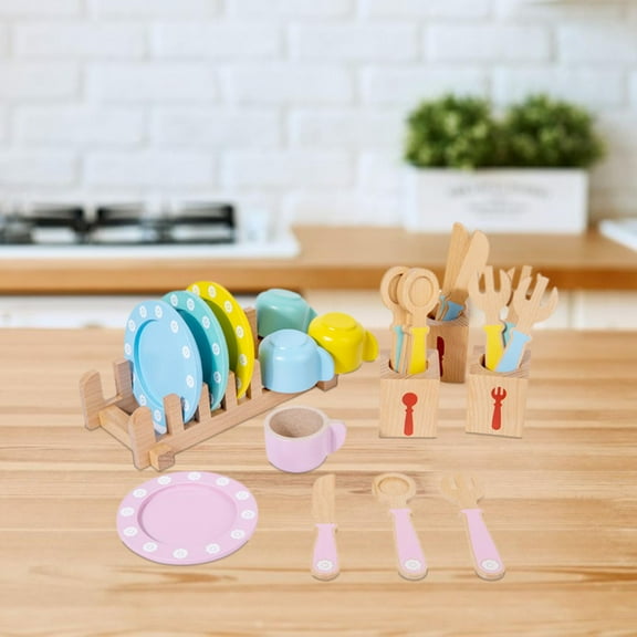Vaveren Kitchen Accessories Plates and Utensils for Girls Boys 3 4 5 6 7 8 Year Olds