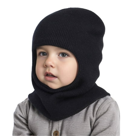 Baby Boys Girls Knitted Winter Hat with Scarf Cut Baby Toddler Fleece Lined Hat Earflap Hood Scarves Caps Balaclava with Neck Warmer for New Years Gifts