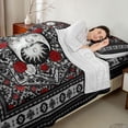 thumbnail image 3 of Erosebridal Boho Sun and Moon Full Size Sheets, Bohemian Aztec Mandala Bed Sheets, Black Gray Red, 4 Pieces 1 Flat Sheet, 1 Fitted Sheet and 2 Pillowcases, 3 of 5