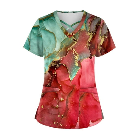 

EKOUSN Women s Scrub Tops Nursing Scrubs
