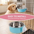 thumbnail image 4 of AuroraX Stainless Steel Hanging Pet Bowl Dog Crate Water Bowl Heavy Duty BPA Free Dishwasher Safe Rust Resistant No Spill Dog Bowl for Travel Blue, 4 of 6