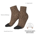 thumbnail image 6 of Rateoe Brown Leopard Pattern Quarter Crew Socks,Toe Seamed Ankle Socks,Cotton Cushioned Breathable Athletic Crew Sports Socks, 6 of 7